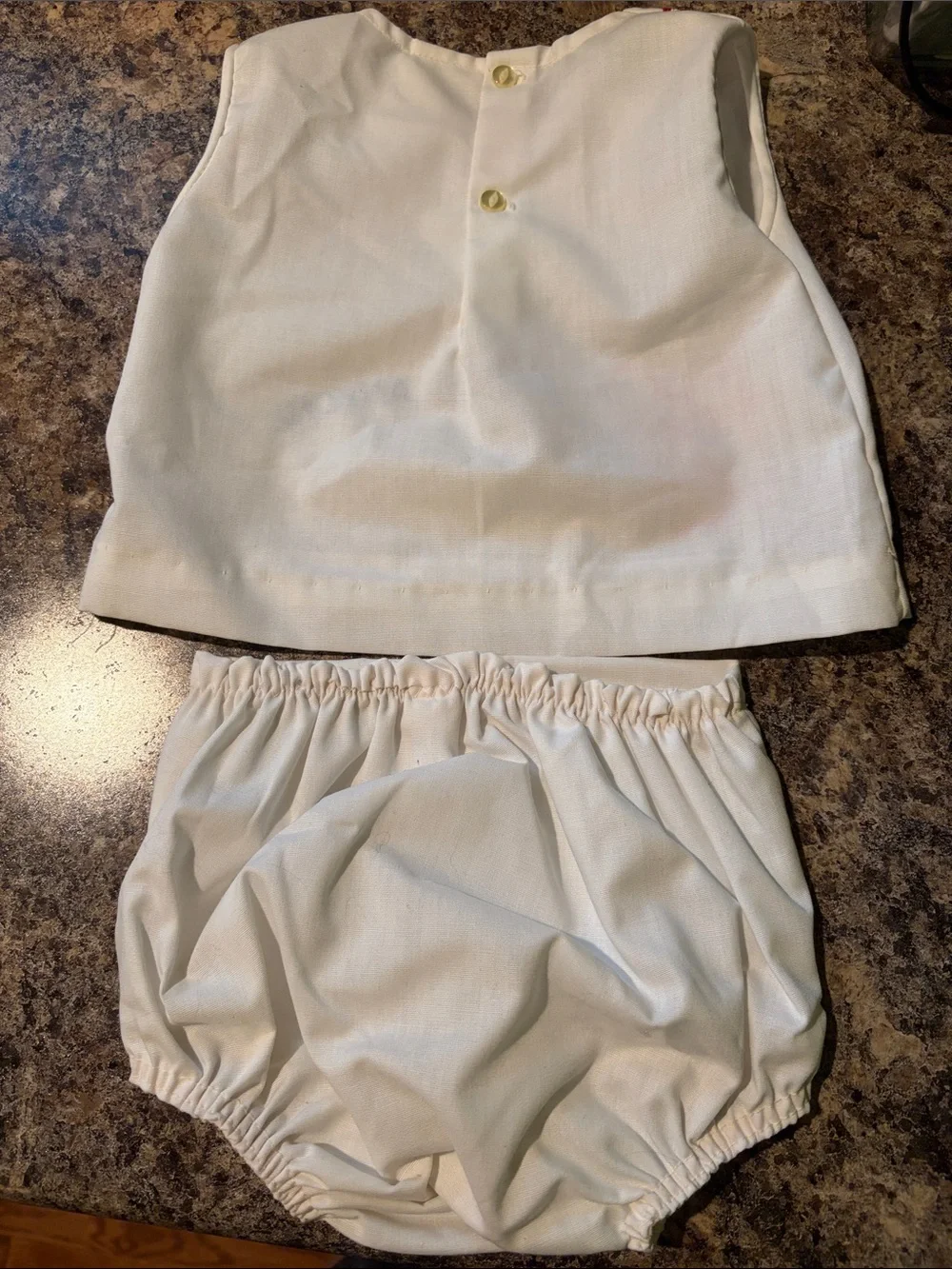 NWT Vintage Nannette White Baby Set with Red & Blue Trim size 14-18 pounds